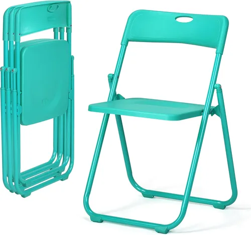 Miniatura 11 de Karl home Silla plegable de 6 piezas, silla plegable ligera de plástico de 300 libras, marco de metal reforzado fácil de plegar y almacenar