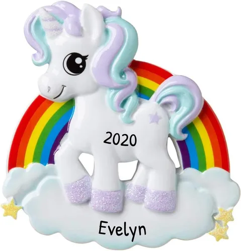 Miniatura 10 de Adornos de Navidad Personalizados de Carrusel 2025 - Adornos Personalizados de Carrusel de Navidad Adorno de Unicornio Personaje para Niñas Niña