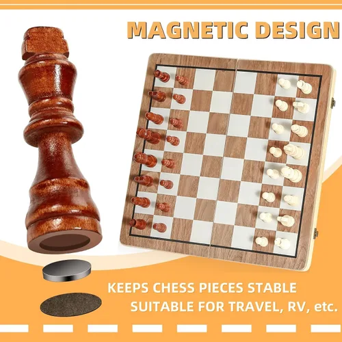 Miniatura 4 de Juegos de tablero de ajedrez, juego de ajedrez magnético de 15 pulgadas para adultos y niños, juego de mesa de damas, tableros de ajedrez plegables
