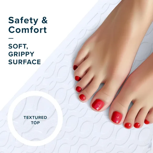 Miniatura 5 de SlipX Solutions Alfombrilla de seguridad de goma grande duradera de 27 x 15 pulgadas, siéntete seguro y seguro en tu baño o ducha, textura de Blanco