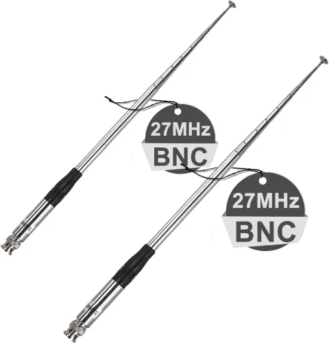 Miniatura 7 de Antena CB de 27 MHz telescópica con base magnética de 2.16 pulgadas y cable de 196.85 pulgadas PL259 conector BNC macho de 9 pulgadas a 51 pulgadas