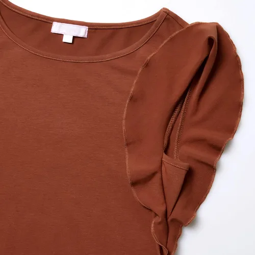 Miniatura 4 de Bhome Camiseta de maternidad con manga corta voladora, fruncido lateral, blusa para embarazada, túnica casual de embarazo