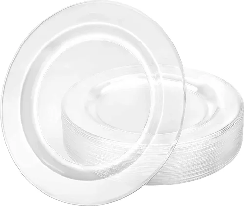 Miniatura 7 de Lillian Tablesettings 30 platos de plástico pesados de alta calidad de 10.25 pulgadas, como vajilla de boda y fiesta, platos de plástico Cristal