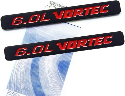 Yoaoo 2 paquetes de emblemas brillantes negro mate 6.0L Vortec 3D compatibles con 1500 2500Hd 3500Hd Silverado Sierra camioneta roja
