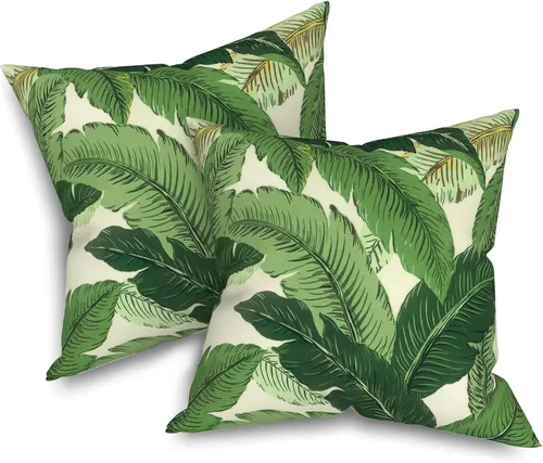 Miniatura 150 de Juego de 2 almohadas para exteriores de 16 x 16 pulgadas, repelentes al agua con interiores, para muebles de patio, hogar, jardín, geometría bohemia