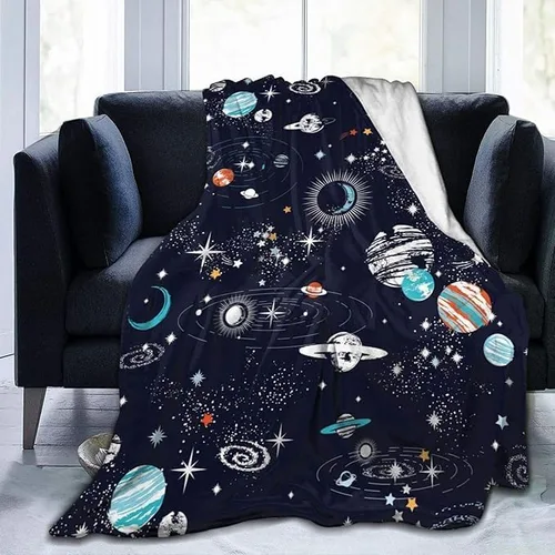 SARA NELL Manta espacial para niños, manta espacial de franela de forro polar, ultra suave y esponjosa, para sofá, sistema solar, constelación de