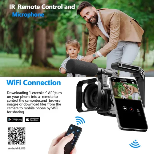 Miniatura 3 de Cámara de video videocámara 5K 56MP Vlogging Cámara para YouTube con pantalla táctil abatible de 3 pulgadas 270°, visión nocturna, WiFi, cámara web