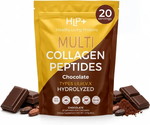 Healthy Living Proteins - Polvo de péptidos multicolágeno hidrolizados tipo I, II, III, V y X, bovino alimentado con pasto, marino capturado en la