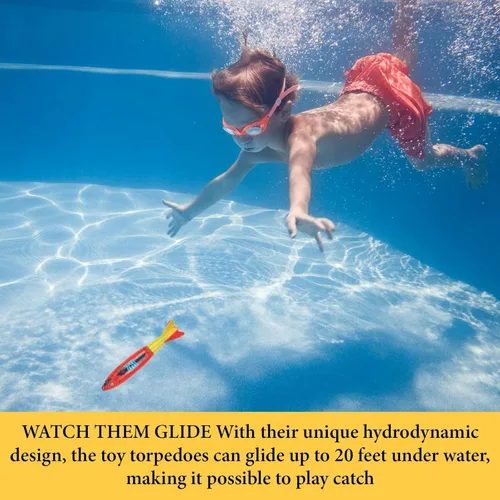 Miniatura 4 de Haktoys Juego de juguetes de buceo en piscina, torpedos hundidos para niños y adultos, cohetes torpedos de piscina de hundimiento rápido