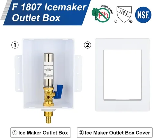 Miniatura 5 de EFIELD Caja de máquina de hielo premium, entrada Pex de 1/2 pulgada, válvula de bola de 1/4 de giro instalada con pararrayos de martillo de agua