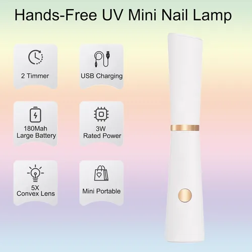 Miniatura 3 de Lámpara UV de mano para uñas de gel, mini luz de uñas portátil, inalámbrica, recargable por USB, luz LED UV, secador de uñas para secado rápido