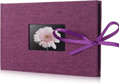 Miniatura 10 de Álbum de fotos pequeño 4x6, álbum de fotos de Fabmaker con capacidad para 24 fotos horizontales, libro de fotos con cubierta de tela de lino