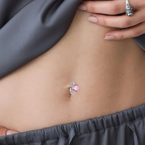 Miniatura 7 de FLYUN Belly Button Ring with Easy-to-wear Hook, 14G10MM Hypoallergenic Sterling Silver Belly Ring, Belly Piercing Ring, Navel Piercing Jewelry