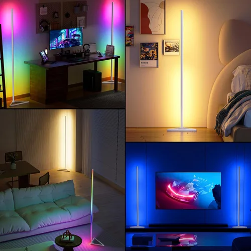 Miniatura 7 de MIHEAL Lámpara de pie de esquina – Lámpara de esquina LED RGB inteligente con aplicación y control remoto, 16 millones de colores y más de 68 Blanco