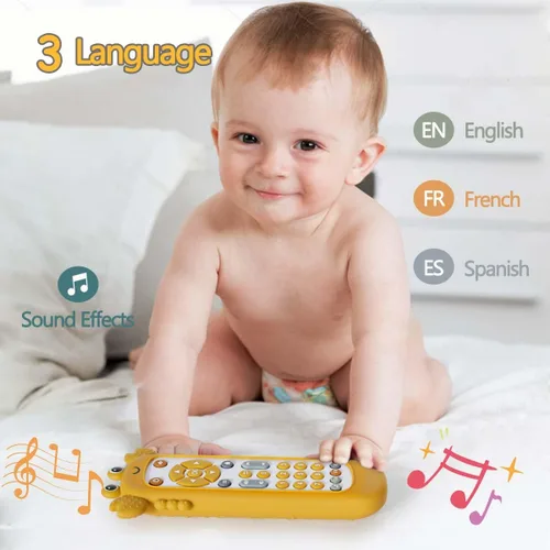 Miniatura 4 de Juguete de control remoto para televisión para bebé con lindo cangrejo de silicona suave, juguete de dentición realista para bebé, juguete musical