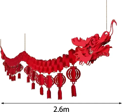 Miniatura 2 de Esquirla Decoraciones de techo de dragón de año nuevo, dragón de papel colgante, 2.6M, estilo A