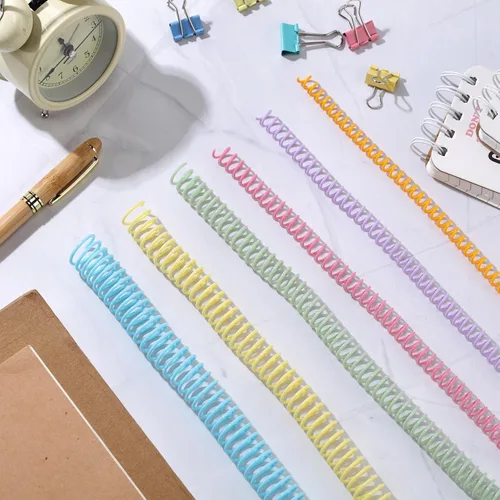 Miniatura 4 de Leinuosen Paquete de 120 bobinas de encuadernación en espiral de plástico, bobinas de varios tamaños para encuadernar, peines y espinas