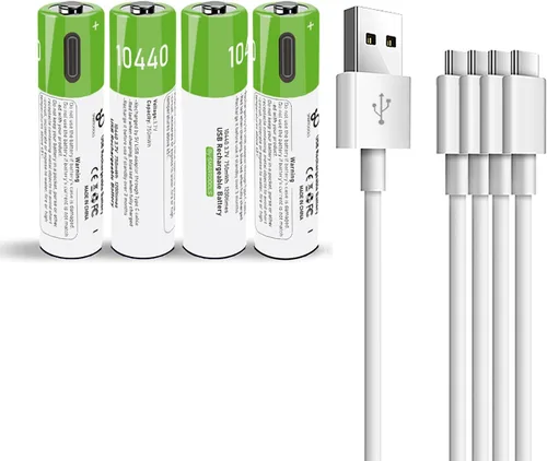 Miniatura 7 de Baterías C - Paquete de 4 baterías recargables C, batería de iones de litio de 5000 mWh, tamaño C, 1.5 V con cargador USB A a tipo C 2 en 1