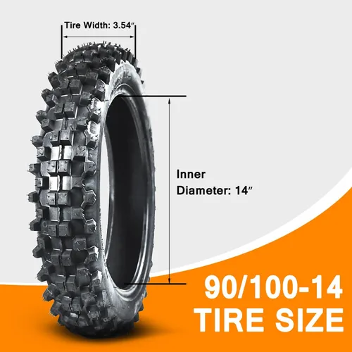 Miniatura 4 de HOLATO Trasero 90/100-14 3.00-14 Delantero 70/100-17 2.75-17 Neumático y Cámara Interior para 110cc 125cc KLX125 KLX140 KX85 TTR125 RM80 TaoTao DB17