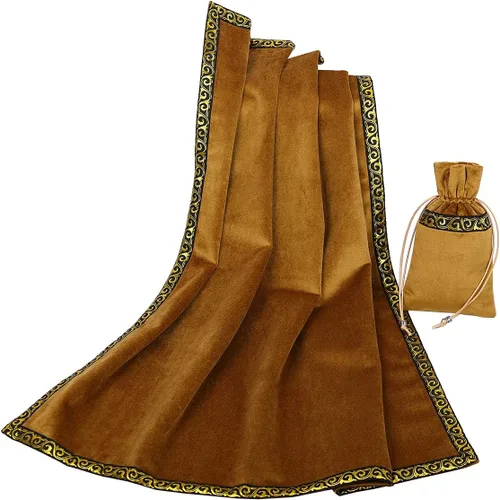 Miniatura 10 de BLESSUME Mantel de tarot de altar adivinación Wicca terciopelo cuadrado con bolsa de tarot (verde)