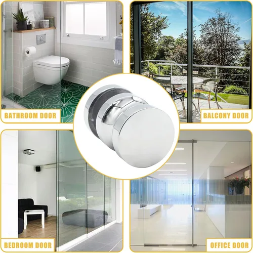 Miniatura 6 de 2 paquetes de manijas de puerta de ducha de vidrio, pomos de puertas de ducha de acero inoxidable de un solo lado para puertas de vidrio de baño