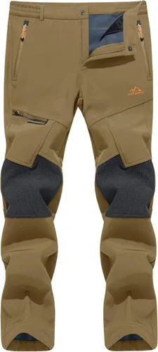 TACVASEN pantalones de senderismo para hombre, con forro polar, reforzados en las rodillas, ligeros, para esquí y snowboard, sin cinturón