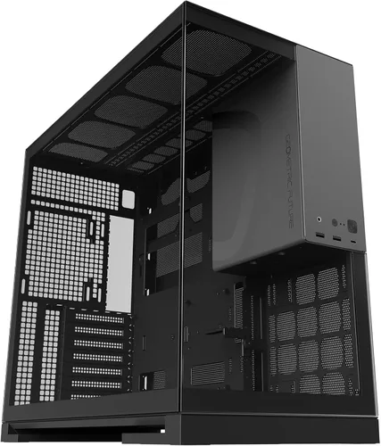 Geometric Future Torre media de vidrio templado M5, caja para juegos E-ATX/ATX, acero de 0.047 in, tipo C, paneles sin herramientas, soporte 420/360