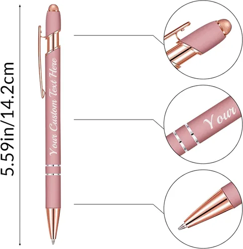 Miniatura 3 de Hasta 300 bolígrafos personalizados con nombre grabado gratis, lápiz capacitivo, logotipo, regalo de texto para hombres y mujeres, tinta negra