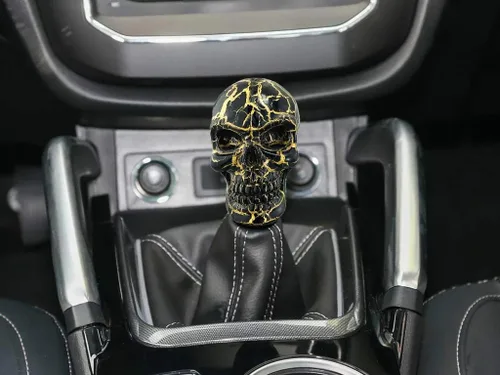 Miniatura 3 de Lunsom Pomo de palanca de cambios con forma de calavera de resina, perilla de palanca de cambios para transmisión de auto, compatible con vehículos