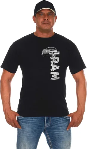 Miniatura 2 de JH Design Dodge Ram Logo Camiseta de manga corta para hombre, color negro