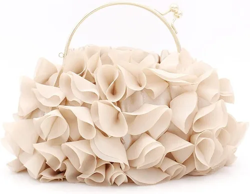 DJBM Bolsos de mano florales para mujer, bolsa de noche de satén para fiesta, graduación, bolso de novia