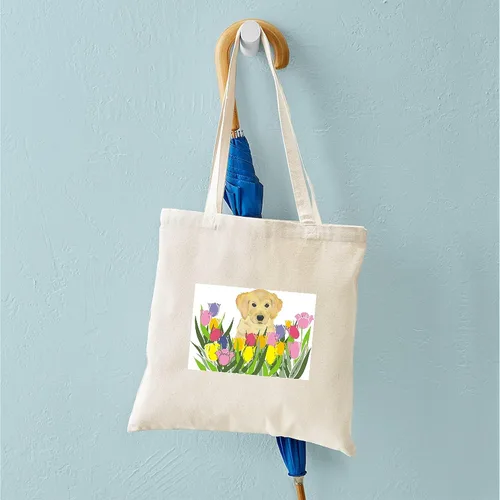 Miniatura 4 de CafePress Bolso de asas de la lona natural del bolso de asas de Golden Retriever, Caqui