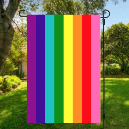 Miniatura 2 de Bandera de jardín de arcoíris de 8 rayas de 12 x 18 pulgadas, de doble cara, bandera original de 8 rayas de orgullo para patio, césped, decoración