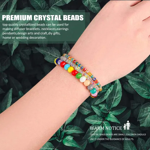 Miniatura 7 de Cuentas redondas de vidrio de 0.157 in para hacer joyas, color AB, 1500 cuentas espaciadoras de cristal para pulseras, collares, accesorios