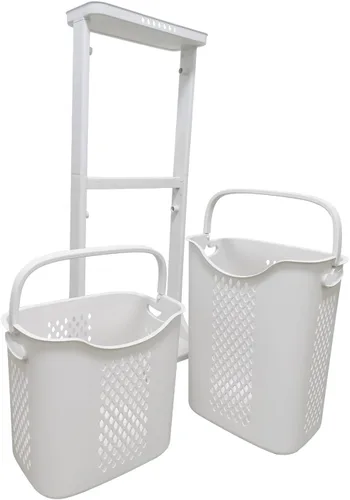 Miniatura 2 de Cesta de lavandería para baño, cesta de almacenamiento de ropa multicapa, estante de cocina simple, soporte de frutas (2 capas)