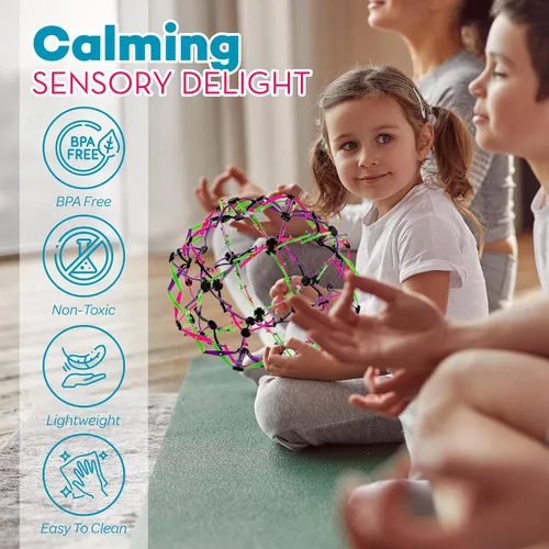 Miniatura 6 de 4E's Novelty Esfera de bola de respiración expandible (paquete de 4) juguete para niños para aliviar el estrés, juguetes para ansiedad, yoga