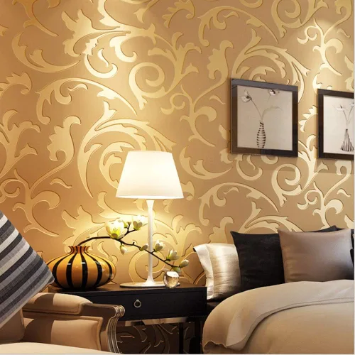 Miniatura 2 de Q QIHANG Moderno simple 3D estilo europeo Vetch hoja tela no tejida sala de estar TV fondo no pegado papel pintado 1.73 pies de ancho x 32.8 pies
