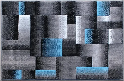 Masada Rugs, Alfombra de Área Moderna Contemporánea, Azul Gris Negro (2 Pies X 3 Pies) Tapete