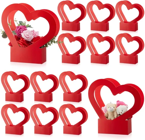Miniatura 13 de Sinmoe 12 cajas de flores en forma de corazón de graduación para ramos de flores, bolsa de regalo de flores, bolsas de regalo vacías de boda