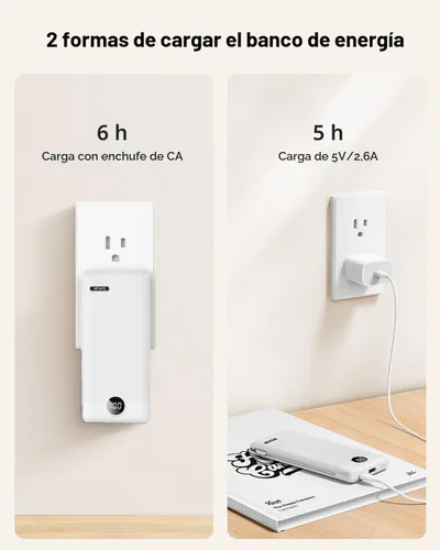 Miniatura 7 de VRURC Cargador portátil con cables y enchufe de pared Banco de energía con cables Cargador portátil de 10000mAh con enchufe AC Paquete