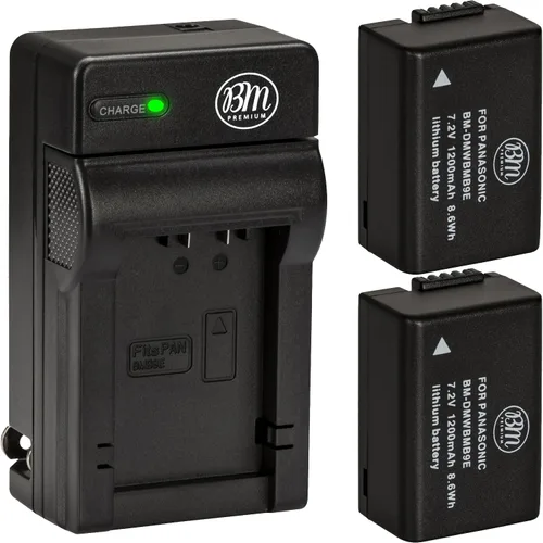 BM Premium Paquete de 2 baterías DMW-BMB9 y cargador de batería para cámaras Panasonic Lumix DC-FZ80, DC-FZ80D, DMC-FZ40K, DMC-FZ45K, DMC-FZ47K,