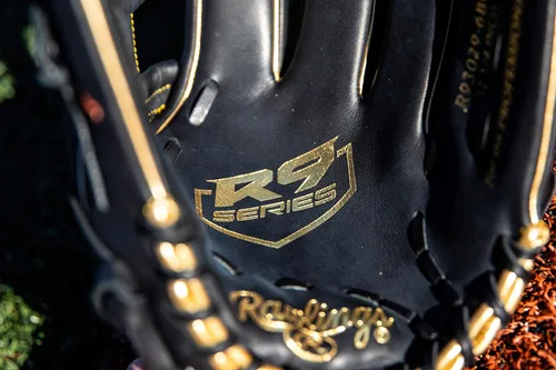 Miniatura 10 de Rawlings Guantes de béisbol de la serie R9 Tamaños 11.5 a 13 pulgadas Múltiples estilos Pro H-Web Negro/Oro