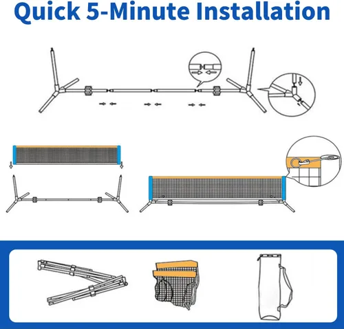 Miniatura 5 de 10 FT Mini Portable Pickleball Net Equipment Set - Tennis Net for Driveway Backyard, 2 Pickleball Paddles, 8 Pickleballs and Potable Carry