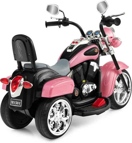 Miniatura 9 de Costzon Motocicleta Infantil, Motocicleta de Paseo a Batería de 6V con Claxon, Faro, Motocicleta Chopper de 3 Ruedas Estable, Motocicleta Eléctrica