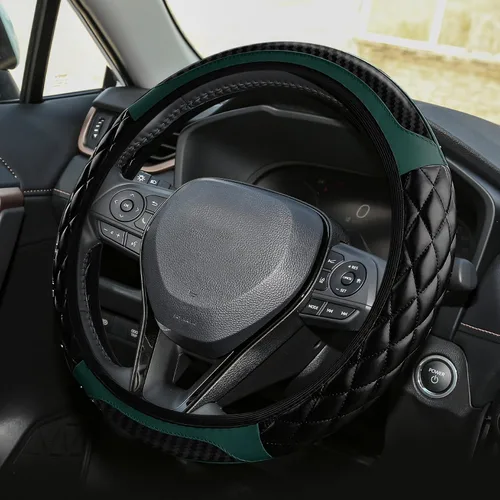 Miniatura 15 de Funda para volante de automóvil, funda protectora de cuero elástico de 15 pulgadas, funda antideslizante y cómoda para manillar, accesorios