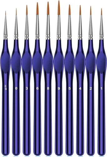 Miniatura 8 de Juego de 10 pinceles de pintura micro con asas triangulares, para acrílico, acuarela, manualidades, modelos Negro