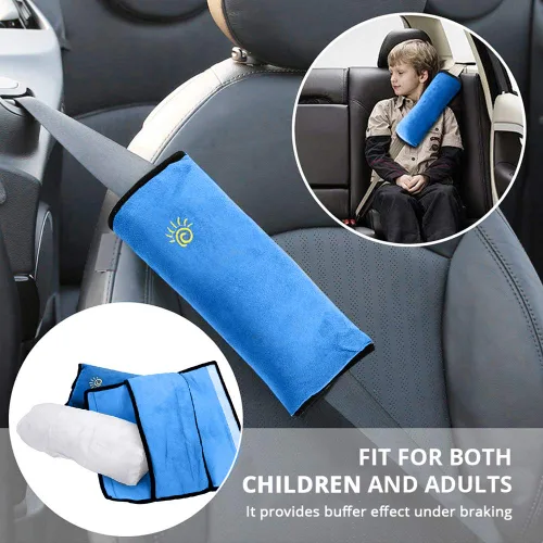 Miniatura 2 de 2 almohadas azules para cinturón de seguridad para niños, almohada para cinturón de seguridad de bebé, protector de almohada de asiento de automóvil