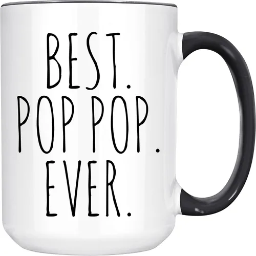 Miniatura 3 de Best Pop Ever Taza para el Día del Padre para el Abuelo, regalo de nietos, mango negro y interior de 11 onzas