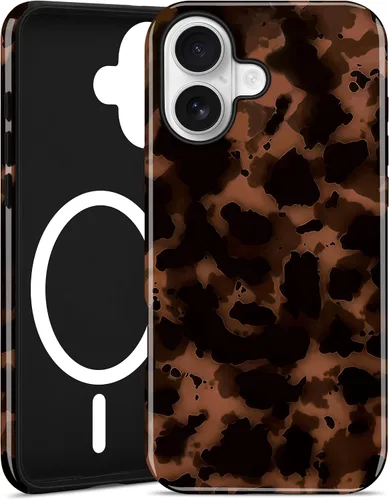 Miniatura 19 de Jusy Compatible con MagSafe Brown Tortoise Shell Print Phone Case para iPhone 7/8/SE, funda protectora magnética de lujo de TPU suave
