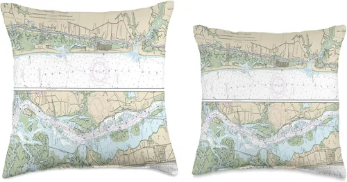 Miniatura 3 de 15 Degrees East Nautical Chart-Ocean Isle Beach, SC - Almohada de 16 x 16 pulgadas, multicolor